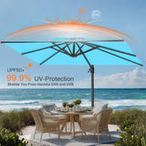 Patioslife Aegis Pro™ Cantilever Umbrella with Cross Metal Base, Reinforced & Powder-Coated Aluminium Ribs and Pole, Ideal for Garden & Patio