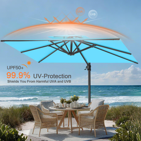 Patioslife Aegis Pro Cantilever Umbrella with Reinforced Aluminum Ribs and Pole for Patios, Gardens & Decks