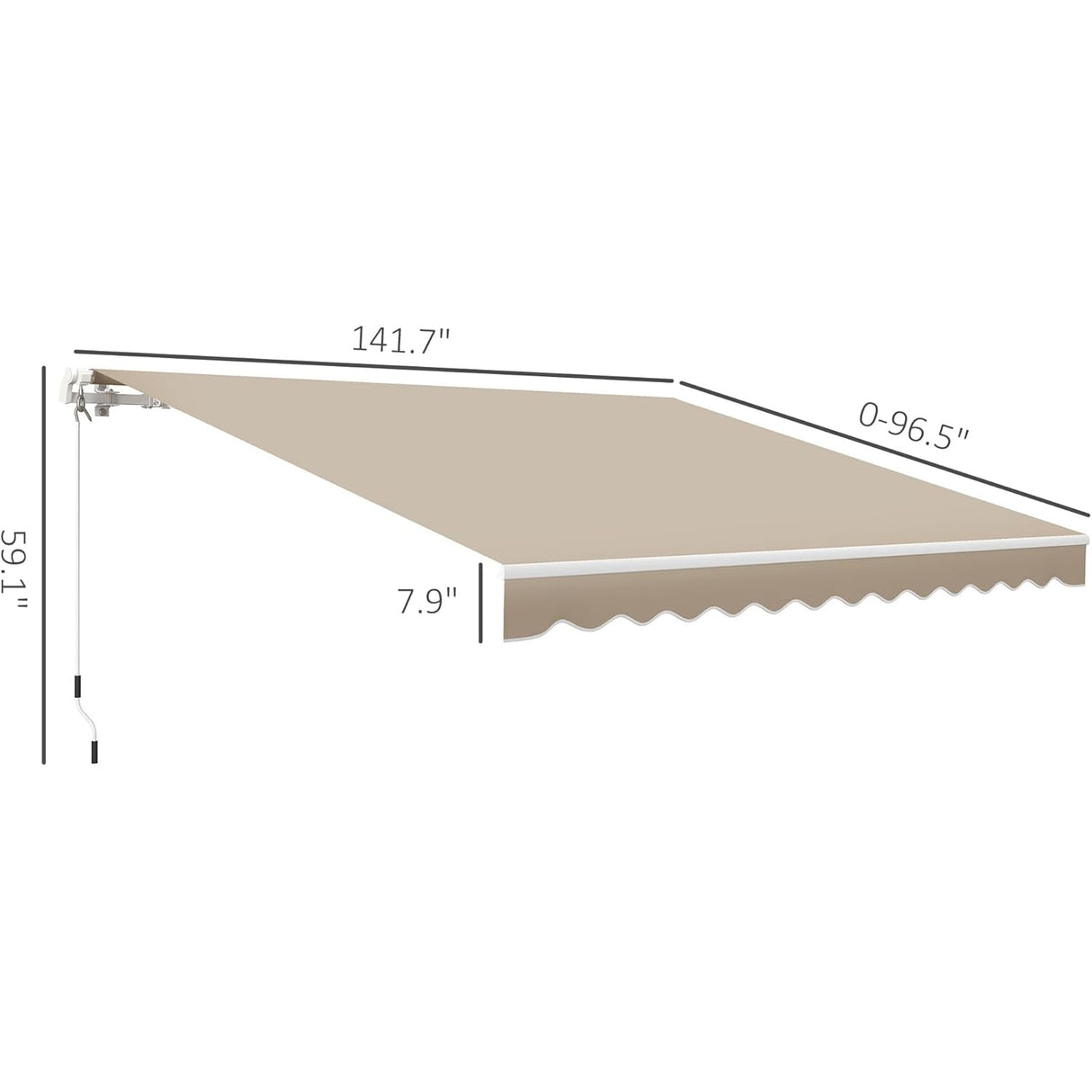 Retractable Awning Manual Crank, 12' x 10', UV-Resistant Water-Repellent Canopy, Aluminum Frame for Balcony, Deck & Patio Use