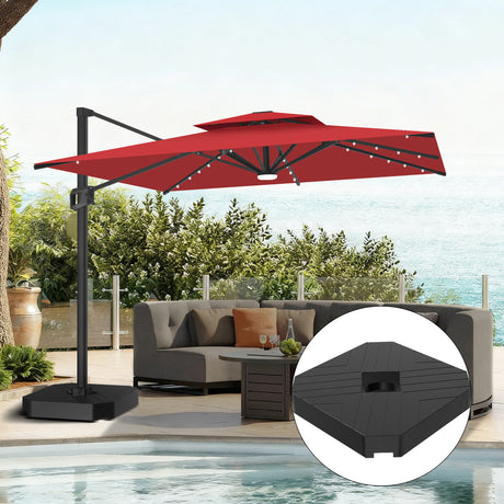 Patioslife Aegis Pro Cantilever Umbrella with LED Lights and Cover, Reinforced & Powder-Coated Aluminium Ribs and Pole — Perfect for Garden & Patio