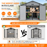 Patioslife YardVault Outdoor Storage Shed with Floor, All-Weather Resin Shed for Tools, Bikes & Lawn Equipment
