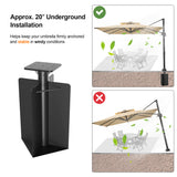 Patioslife Aegis Heavy Duty In-Ground Umbrella Base for Cantilever Parasols – 24-Inch Deep Dual-Coated Steel – Maximum Wind Resistance & Secure Concrete Ground Mount