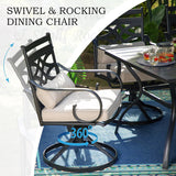 Patioslife 7 PCS Patio Dining Set – Rectangular Table with Umbrella Hole & 6 Cushioned Chairs for Backyard｜Porch｜Balcony｜Deck