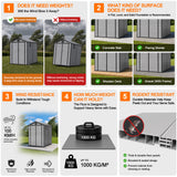 Patioslife YardVault Outdoor Storage Shed with Floor, All-Weather Resin Shed for Tools, Bikes & Lawn Equipment