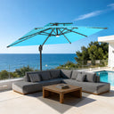 Patioslife Aegis Pro Cantilever Umbrella with Built-In LED Lights and Reinforced Aluminum Ribs and Pole for Patios & Gardens