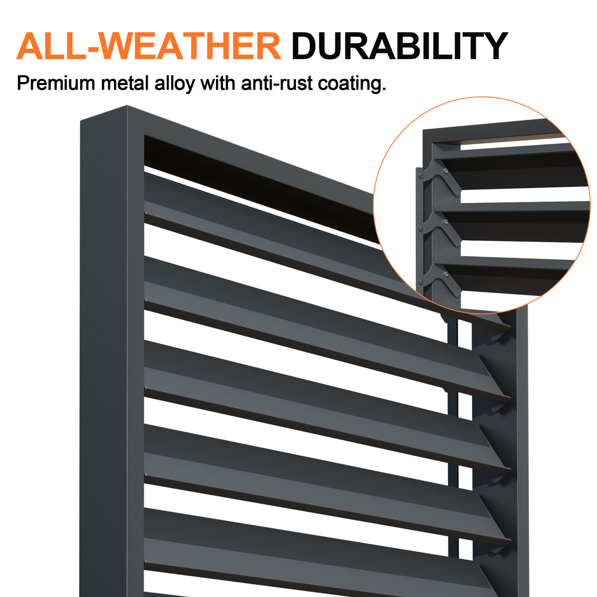 Patioslife Atlantic Series Aluminum Louvered Pergola Side Panel – Adjustable Louver Privacy Wall for Shade, Privacy & Airflow