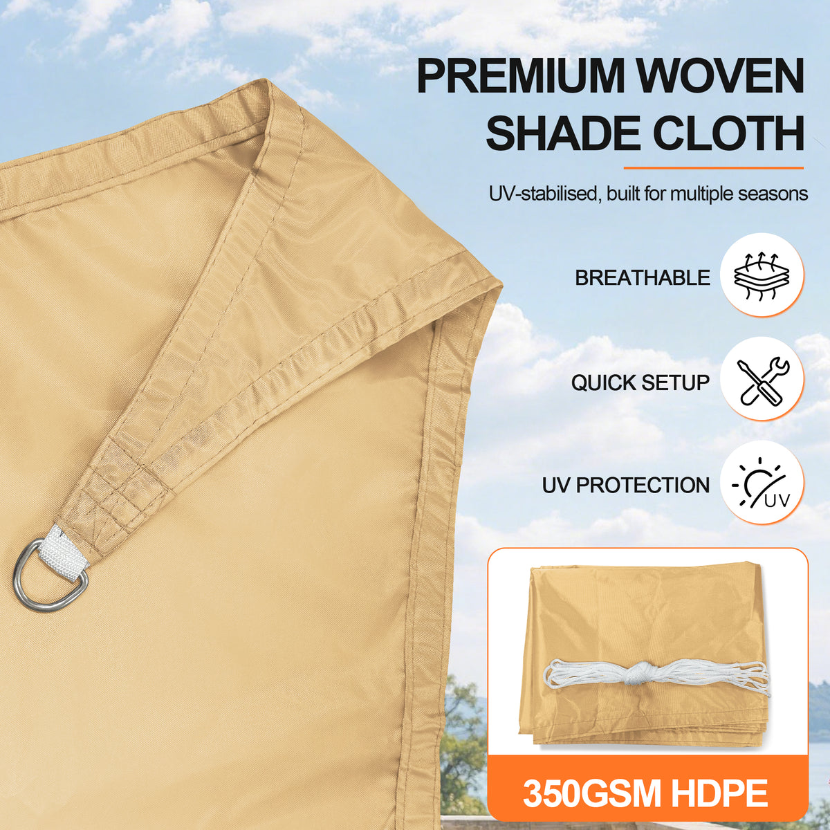 Patioslife Sun Shade Sail – UV Protection Outdoor Patio Canopy with Reinforced Edges