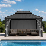 Patioslife Gazebo Replacement Curtain – 350GSM Solid Privacy Panel, Double Track Sliding Curtain for Outdoor Gazebo