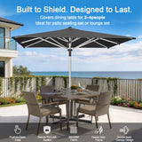 Patioslife 9ft, 10ft & 11ft Patio Umbrella – Round & Square Heavy Duty Aluminum Outdoor Market Umbrella with Double Vented Canopy