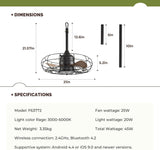 Patioslife Outdoor Ceiling Fans with Light for Patios,Waterproof Gazebo Fan with Remote Control Wet Rated Outdoor Hanging Fan for Pergola