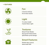Patioslife Outdoor Ceiling Fans with Light for Patios,Waterproof Gazebo Fan with Remote Control Wet Rated Outdoor Hanging Fan for Pergola