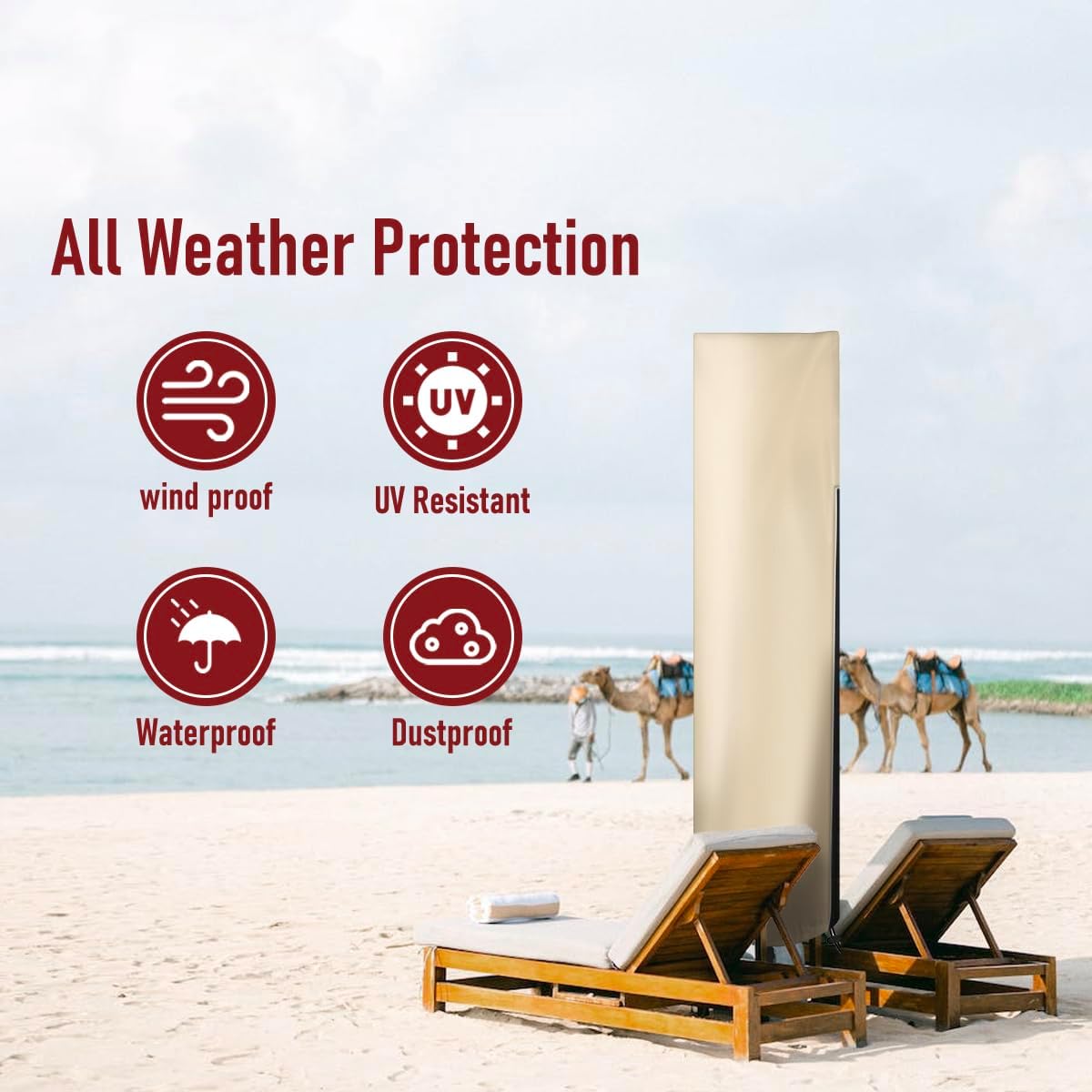 Patioslife Patio Umbrella Cover for 9–13 ft Cantilever Offset Umbrellas, Heavy Duty Waterproof Outdoor Parasol Cover with Zipper & Rod, UV Resistant