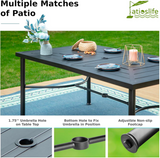 Patioslife 7 PCS Patio Dining Set – Rectangular Table with Umbrella Hole & 6 Cushioned Chairs for Backyard｜Porch｜Balcony｜Deck