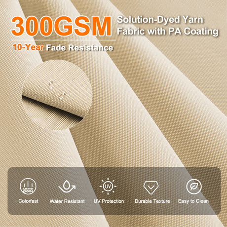 Patioslife Aegis Premium Cantilever Umbrella with Built-In LED Strip Lights and Reinforced Aluminum Ribs & Pole for Patios & Gardens