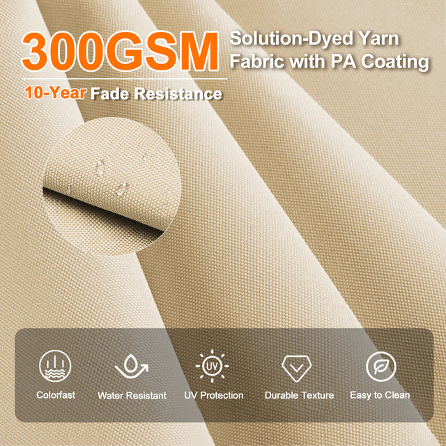 Patioslife Aegis Premium Cantilever Umbrella with Built-In LED Strip Lights and Reinforced Aluminum Ribs & Pole for Patios & Gardens