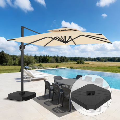 Patioslife Aegis Pro™ Cantilever Umbrella with Base & Protective Cover — Fibreglass Ribs & Powder-Coated Aluminium Pole for Garden & Patio