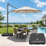 Patioslife Aegis 10ft Round Cantilever Patio Umbrella with solar LED lights | Premium Cover | Large Base