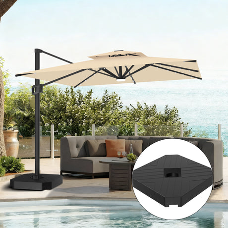 Patioslife Aegis Pro Cantilever Umbrella with LED Lights and Cover, Reinforced & Powder-Coated Aluminium Ribs and Pole — Perfect for Garden & Patio