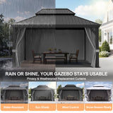 Patioslife Gazebo Replacement Curtain – 350GSM Solid Privacy Panel, Double Track Sliding Curtain for Outdoor Gazebo