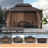 Patioslife Gazebo Replacement Curtain – 350GSM Solid Privacy Panel, Double Track Sliding Curtain for Outdoor Gazebo