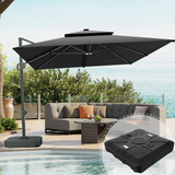 Patioslife Aegis Pro™ Cantilever Umbrella with Base & Protective Cover — Fibreglass Ribs & Powder-Coated Aluminium Pole for Garden & Patio
