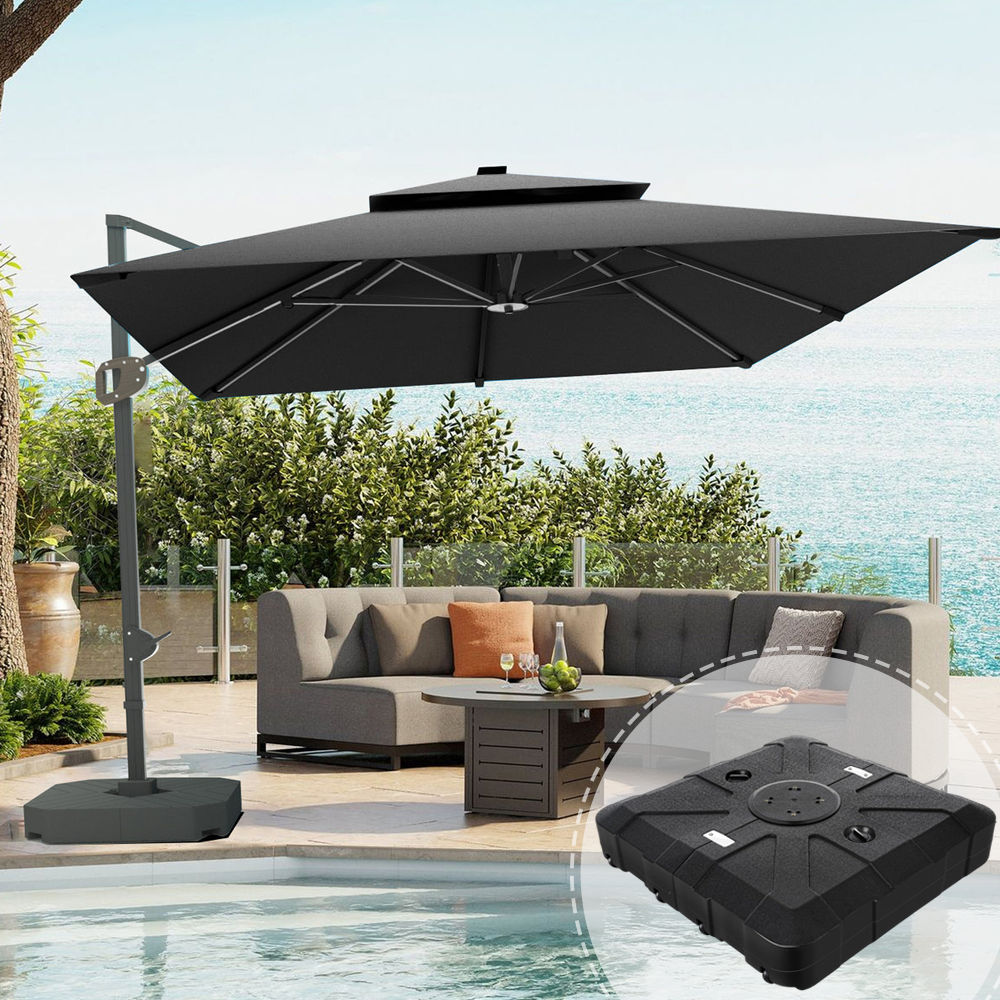 Patioslife Aegis Pro Cantilever Umbrella with LED Lights and Cover, Reinforced & Powder-Coated Aluminium Ribs and Pole — Perfect for Garden & Patio