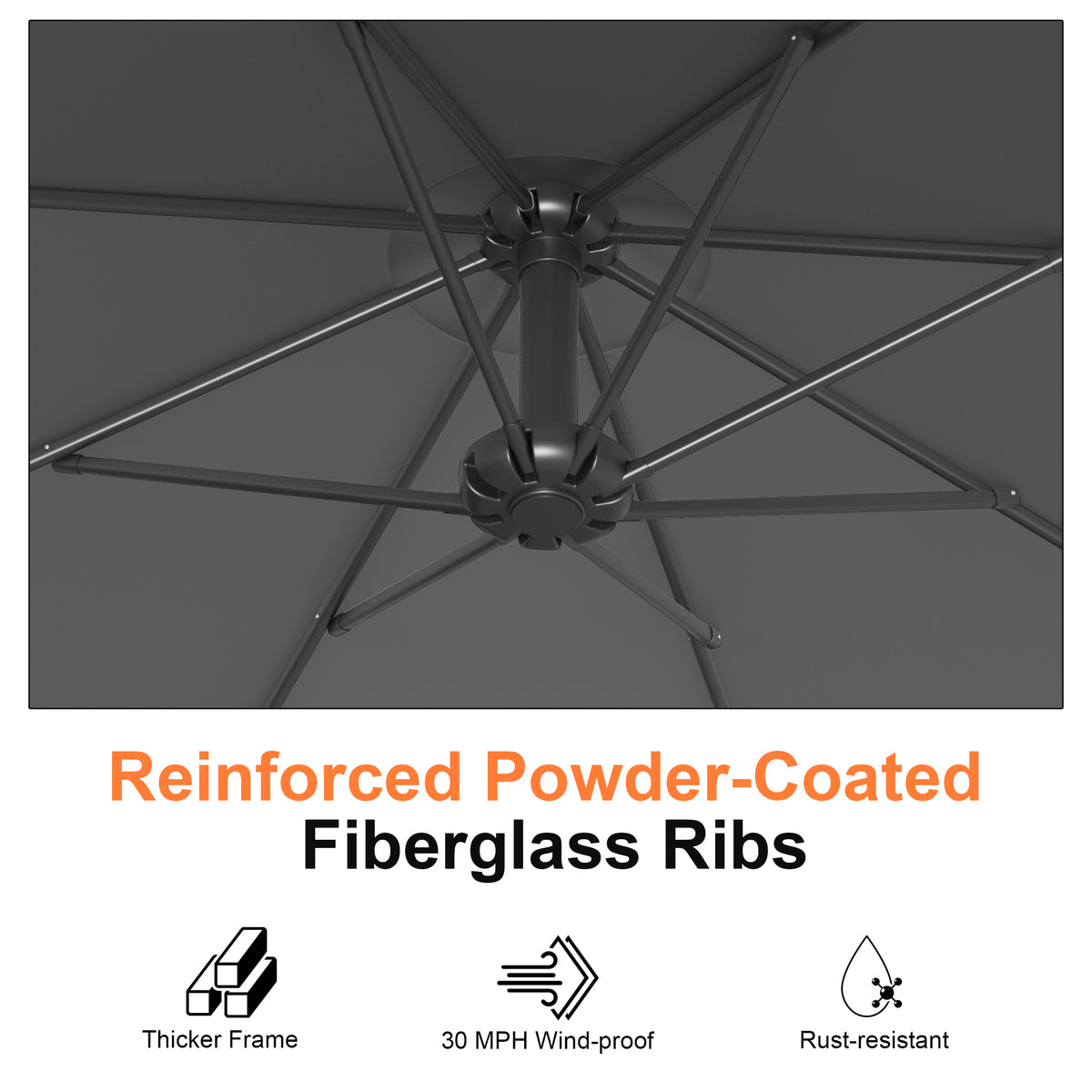 Patioslife 10ft Cantilever Patio Umbrella with Base – Heavy Duty Offset Outdoor Umbrella for Patio, Backyard, Deck & Poolside