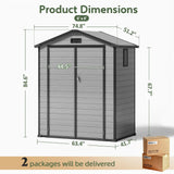 Outdoor  Storage Shed with Floor Patioslife YardVault , All-Weather Waterproof Plastic Garden Shed in Resin with Lock and Window for Backyard, Heavy-Duty Storage Shed for Tools, Bikes & Lawn Equipment