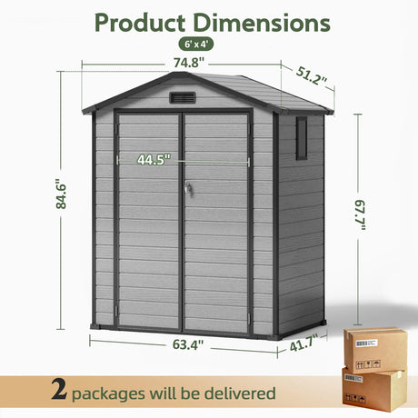 Patioslife YardVault Outdoor Storage Shed with Floor, All-Weather Resin Shed for Tools, Bikes & Lawn Equipment