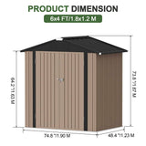 Patioslife Galvanized Steel Metal Storage Shed, Gable Roof Outdoor Shed for Backyard Garden Tools, Rust-Resistant Utility Tool Shed-Patioslife