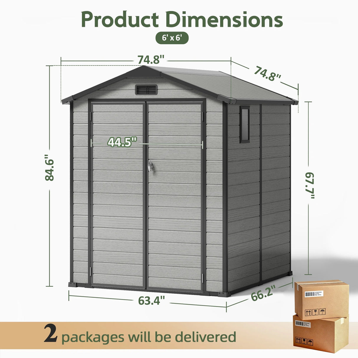 Outdoor  Storage Shed with Floor Patioslife YardVault , All-Weather Waterproof Plastic Garden Shed in Resin with Lock and Window for Backyard, Heavy-Duty Storage Shed for Tools, Bikes & Lawn Equipment
