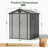 Outdoor  Storage Shed with Floor Patioslife YardVault , All-Weather Waterproof Plastic Garden Shed in Resin with Lock and Window for Backyard, Heavy-Duty Storage Shed for Tools, Bikes & Lawn Equipment