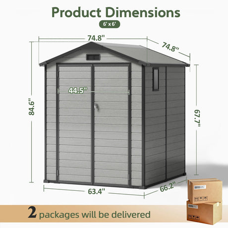 Patioslife YardVault Outdoor Storage Shed with Floor, All-Weather Resin Shed for Tools, Bikes & Lawn Equipment
