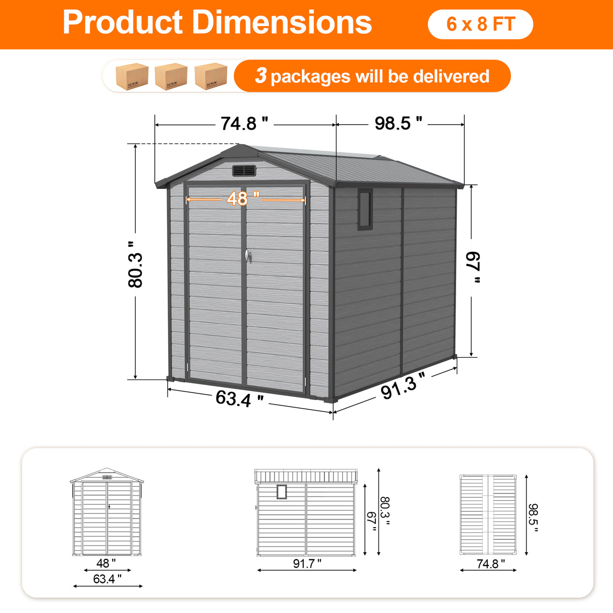 Patioslife YardVault Outdoor Storage Shed with Floor, All-Weather Resin Shed for Tools, Bikes & Lawn Equipment