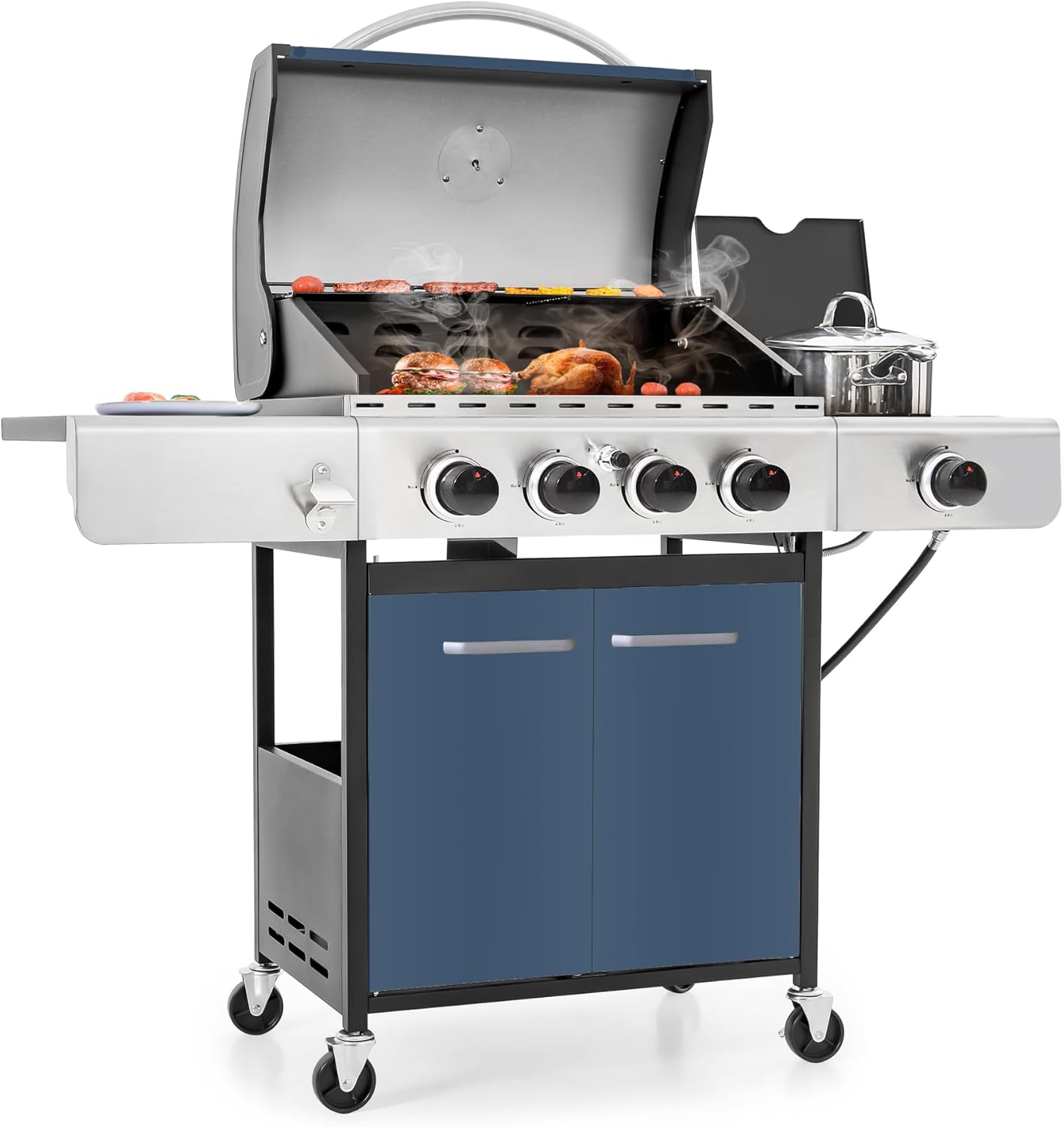 Patioslife 4-Burner Stainless Steel Propane Grill with Side Burner – Durable, High Heat Outdoor Cooking Solution