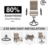 Patioslife Outdoor Swivel Dining Chairs for Lawn, Porch or Garden