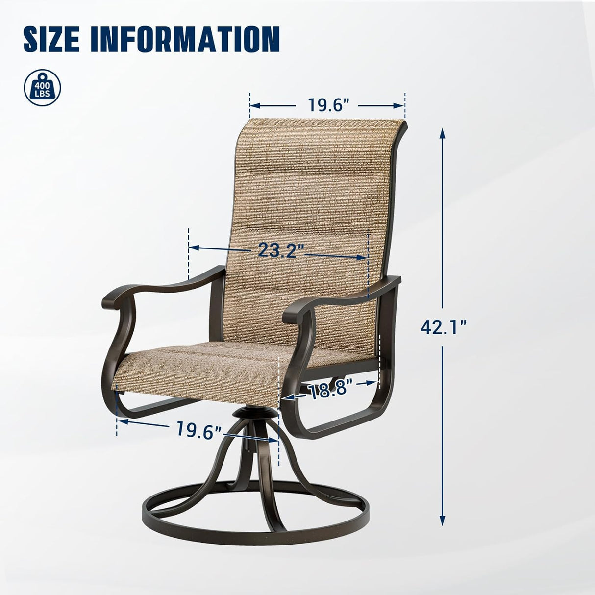 Patioslife Outdoor Swivel Dining Chairs for Lawn, Porch or Garden