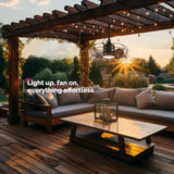 Patioslife Outdoor Ceiling Fans with Light for Patios,Waterproof Gazebo Fan with Remote Control Wet Rated Outdoor Hanging Fan for Pergola