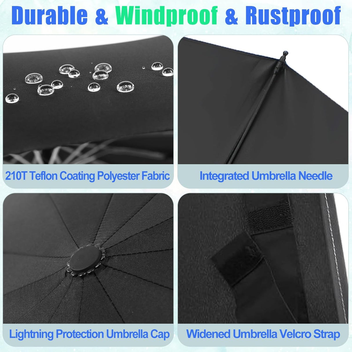 Patioslife 46-Inch Large Windproof Travel Umbrella with 12 Ribs, for Commuting, Business, and Outdoor Use