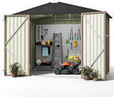 Patioslife Galvanized Steel Metal Storage Shed, Gable Roof Outdoor Shed for Backyard Garden Tools, Rust-Resistant Utility Tool Shed-Patioslife
