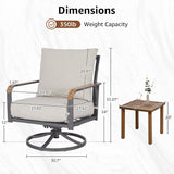 Patioslife Outdoor Conversation Furniture Set with 2 Rockers, 1 Metal Table and 6" Thick Cushions for Backyard, Porch, Balcony