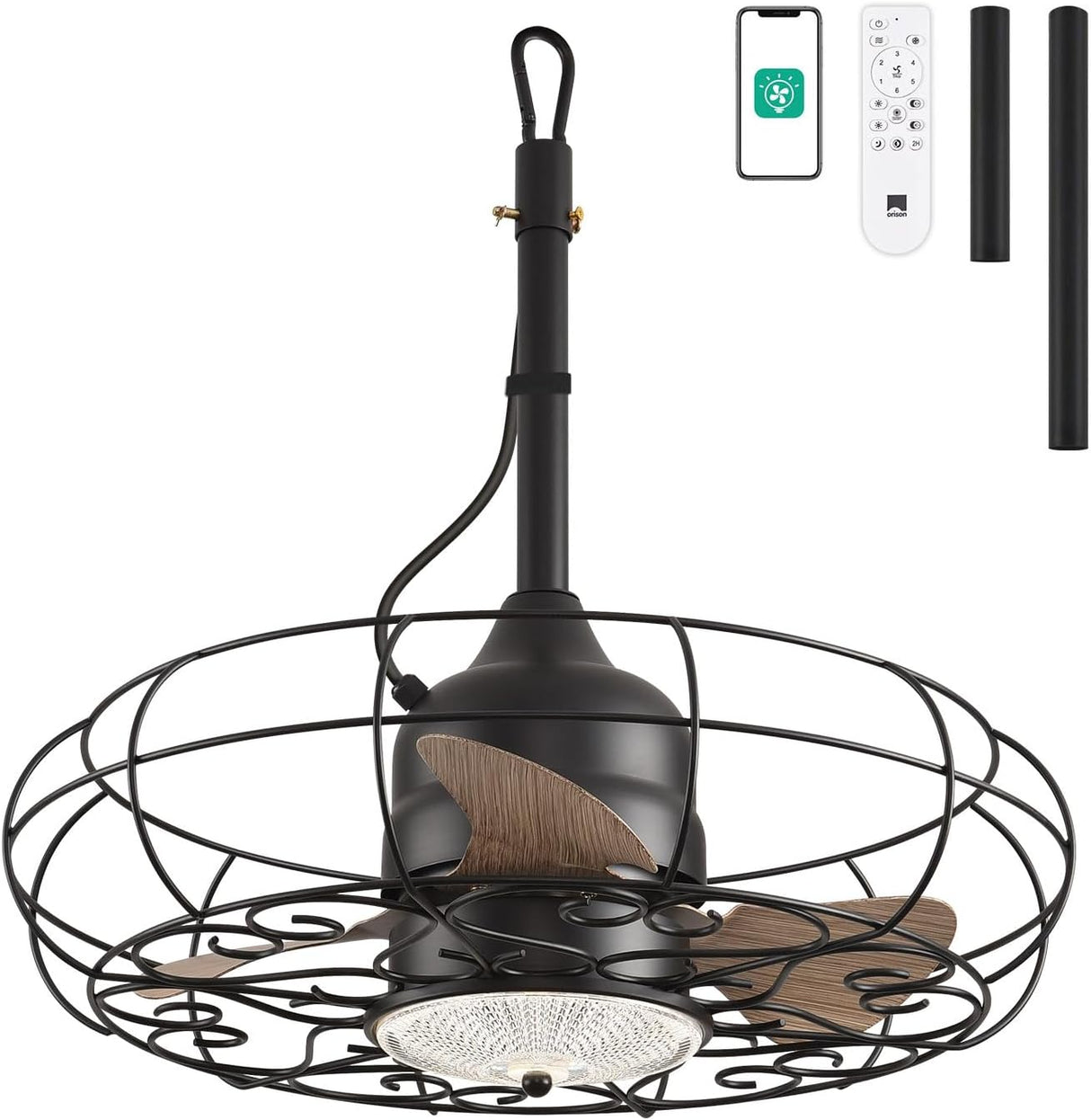 Patioslife Outdoor Ceiling Fans with Light for Patios,Waterproof Gazebo Fan with Remote Control Wet Rated Outdoor Hanging Fan for Pergola