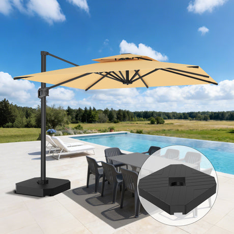 Patioslife Aegis Pro™ Cantilever Umbrella with Base & Protective Cover — Fibreglass Ribs & Powder-Coated Aluminium Pole for Garden & Patio