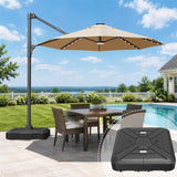 Patioslife Aegis 10ft Round Cantilever Patio Umbrella with solar LED lights | Premium Cover | Large Base