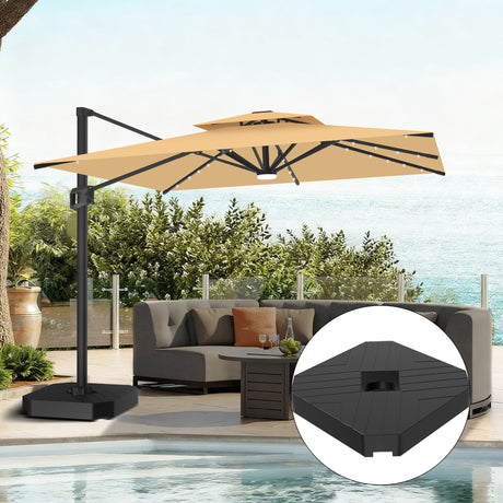 Patioslife Aegis Pro Cantilever Umbrella with LED Lights and Cover, Reinforced & Powder-Coated Aluminium Ribs and Pole — Perfect for Garden & Patio