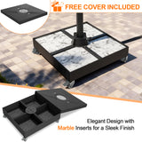 Patioslife Heavy-Duty Cantilever Umbrella Base with Wheels and Lock up to 880lb, Decorative Modular Rolling Stand Compatible with Aegis Series and Most Offset Umbrellas, with Free Lid