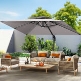 Patioslife Aegis Pro™ Premium Cantilever Umbrella with LED Strip Lights, Fibreglass Ribs & Powder-Coated Aluminium Pole — Luxury Garden & Patio Shade