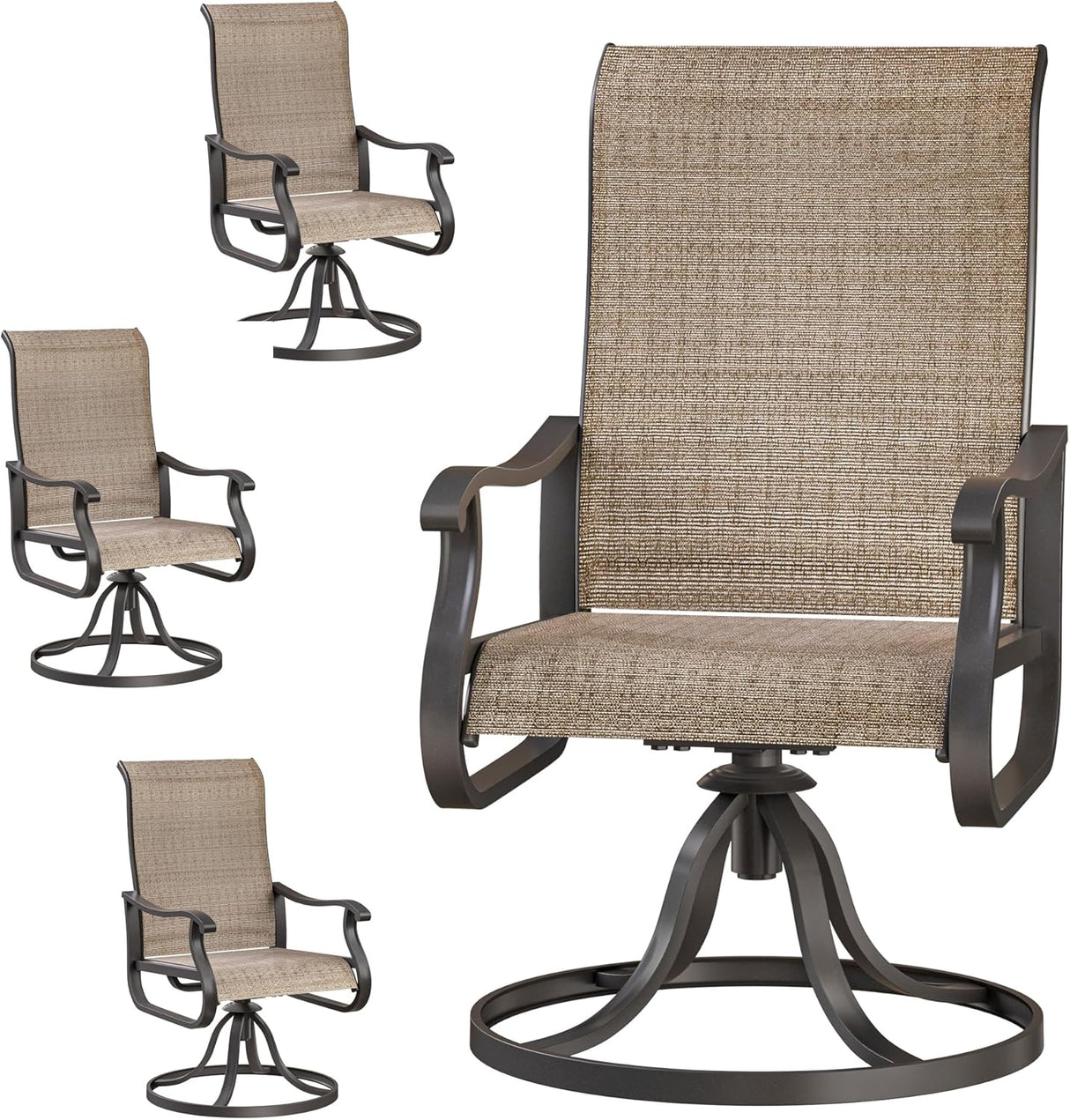 Patioslife Outdoor Swivel Dining Chairs for Lawn, Porch or Garden