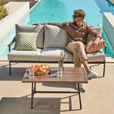 Patioslife Sofa Outdoor Furniture Metal Chair with Wicker Backrest & 6 Inches Cushion for Indoor, Front Porch, Deck, Balcony, Backyard, Sunroom