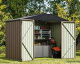 Patioslife Galvanized Steel Metal Storage Shed, Gable Roof Outdoor Shed for Backyard Garden Tools, Rust-Resistant Utility Tool Shed-Patioslife